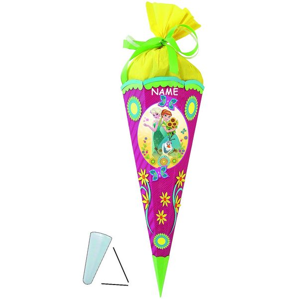 alles-meine.de GmbH BASTELSET Schultüte - die Eiskönigin - Frozen - 85 cm - incl. Name - mit/ohne Kunststoff Spitze - Zuckertüte - Set zum selber Basteln - 6 eckig/pink -..