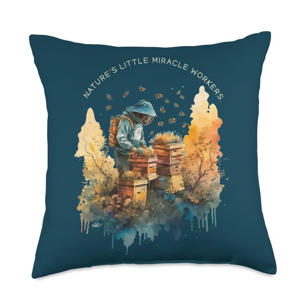 Nature's little miracle workers. Beekeeper Bee-Themed Pollin Throw Pillow