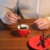 Modern Geometric Pattern Spoons Set, Matte Black Finish, 6 Piece Dining Utensils