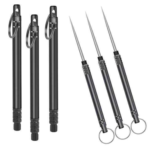 3 Pieces Portable Titanium Toothpicks,Black Metal Pocket Toothpick Stainless Steel Toothpick Reusable Toothpicks for Outdoor Camping Picnic Travel