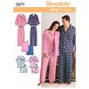 Simplicity Ladies & Mens Easy Sewing Pattern 3971 Pyjamas Sleepwear