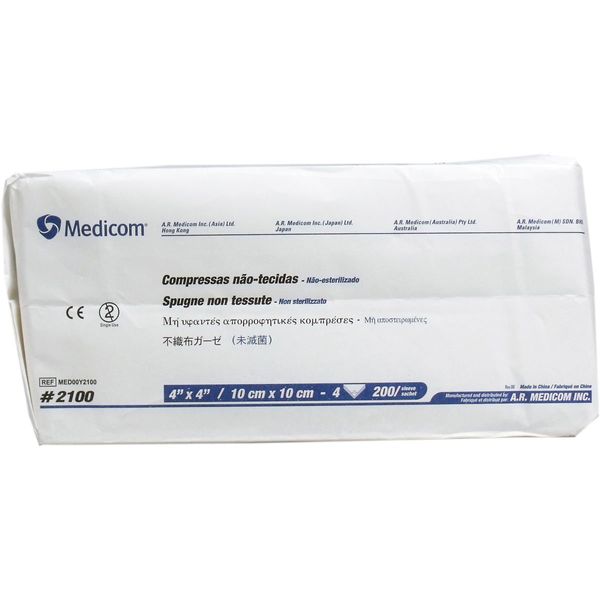 medyikomu Non-woven Gauze 4 Fold 10 cm X 10 cm 200 Sheets x10 Pack