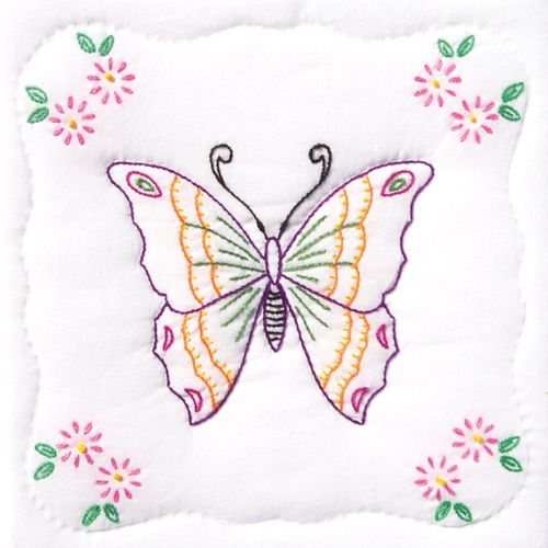 Jack Dempsey Stamped White Quilt Blocks 9"X9" 12/Pkg-Butterfly -733 283