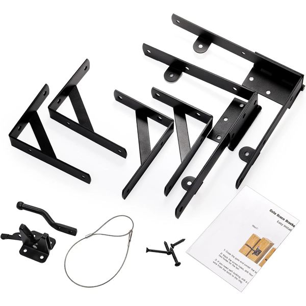 anti Sag Gate Frame Kit, Gate Corner Bracket, Heavy Duty Brace Gate Hardware wit
