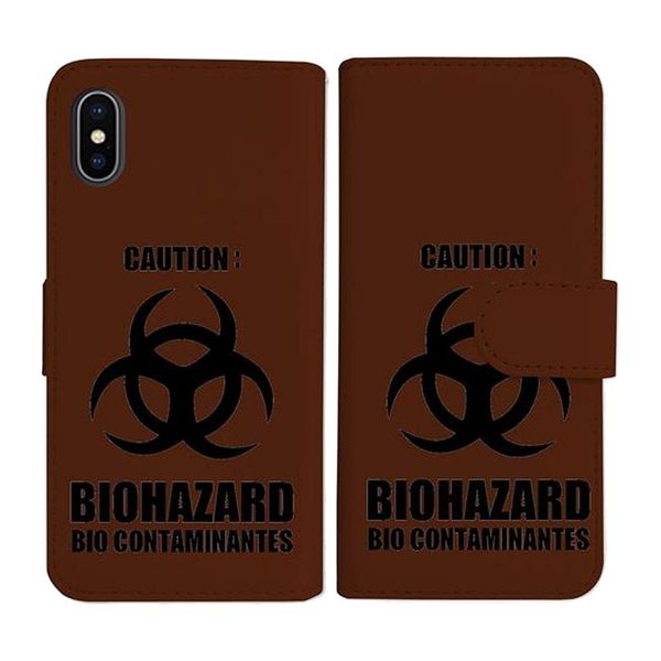 sslink iPhone16e iPhone 16e Notebook Type Brown Case Biohazard Biohazard Black Logo Diary Type Side Opening Card Storage Flip Cover