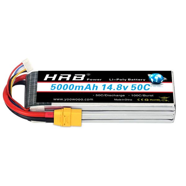 HRB 4S 5000mAh Lipo Battery XT90 50C 14.8V RC Lipo Battery Compatible with RC Car Truck Helicopter Airplane Quadcopter Boat