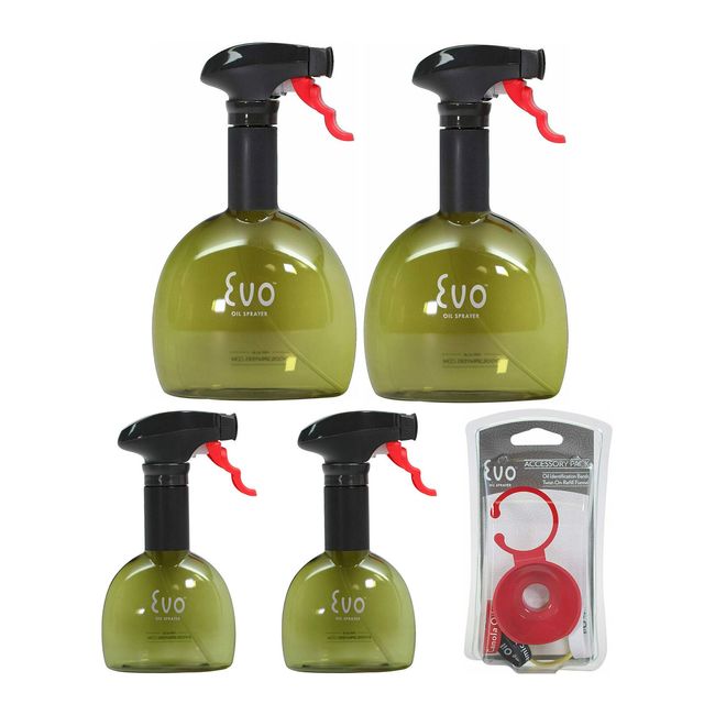 Evo Oil Sprayer Bottles Non Aerosol for Cooking Oils 18oz 8oz 4 Pack Bundle