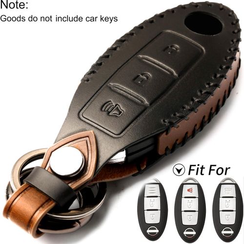 GLECHAZ Key Fob Cover Compatible with Nissan Infiniti Altima Maxima Murano Rogue Armada Pathfinder etc Smart Key (3B-Black)
