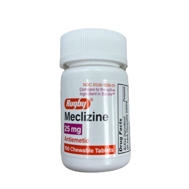 Rugby Meclizine 25mg NON-DROWSY 100ct Cherry Chews ^