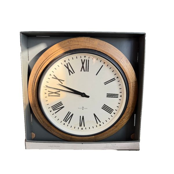 Threshold Wall Clock Wood Look Frame & Woman Numerals *CHECK DESCRIPTION