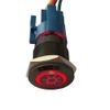 ESUPPORT 12V Car Vehicle Red LED Light Headlight Push Button Metal Toggle Switch Socket Plug Wire Latching 19mm Balck Shell