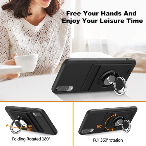 Kaotengwo for Jitterbug Smart 3 Phone Case with Card Holder & Ring Stand case for Jitterbug Smart 3 (2021) Cover - Black