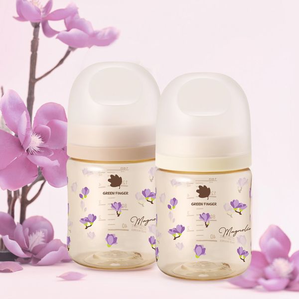 Green Finger Bebegrow PPSU Magnolia Flower Design Bottle 160ml Twin Pack (Nipple) X 1EA / Newborn Bottle