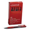 Universal 39914 Clear Roller Ball Retractable Gel Pen, Red Ink, Medium, Dozen