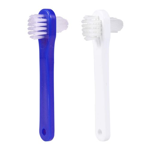 EXCEART 2 Pieces Double Denture Cleaning Toothbrush Durable Plastic Denture Toothbrush Portable Double Dentistry Toothbrush Large Head Denture Cleaning Toothbrush (White+