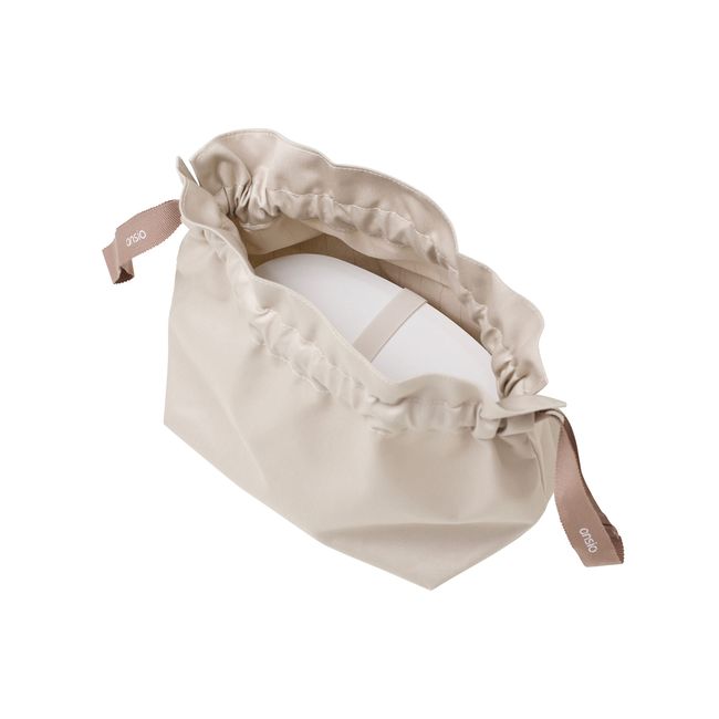 ansio Lunch Drawstring Bag, Made in Japan, Washable, Beige Brown