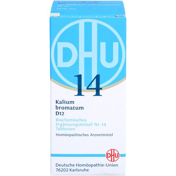 DHU Schüßler Salt No. 14 Potassium Bromatum D12 - The Mineral Salt of the Nervous System - The Original - Environmentally Friendly in Medicine Glass, Pack of 200 Tablets
