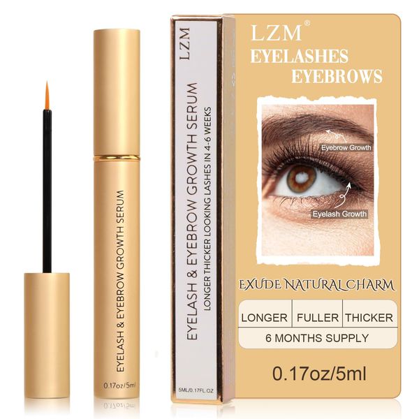 LZM Lash Serum 5ml Eyelash Serum for Growth and Thickness Eyelash Growth Serum for Longer, Thicker, Healthier Lashes Rapid Lash Growth Serum & Eyebrow Growth Serum Eye Lash Serum Growth Rapid Lash