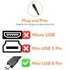 pluX USB 2.0 A/Mini-B 8 Pin USB Cable 40 inches, Black
