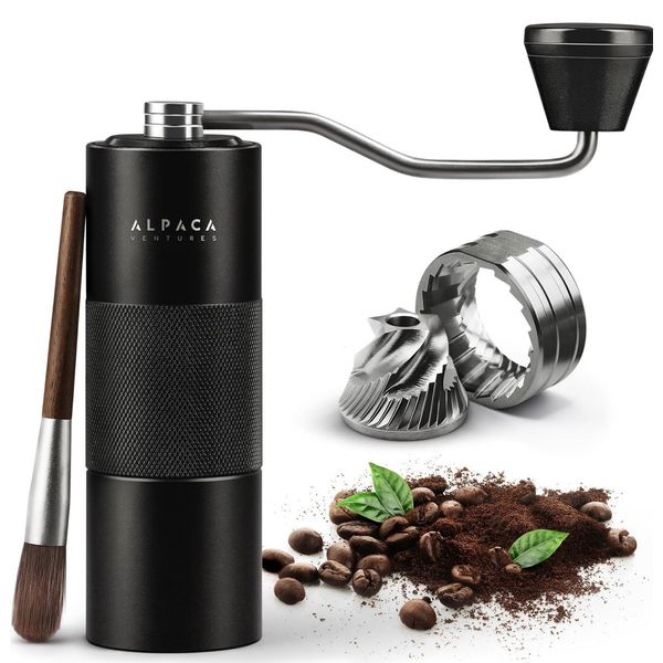 Manual Coffee Grinder by Alpaca Ventures - Stainless Steel Conical Burr Coffe...