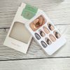 Bufenia 24Pcs Christmas Fake Nails Snowflake False Nails Almond Short Glossy Oval Press on Nails for Women and Girls (D)