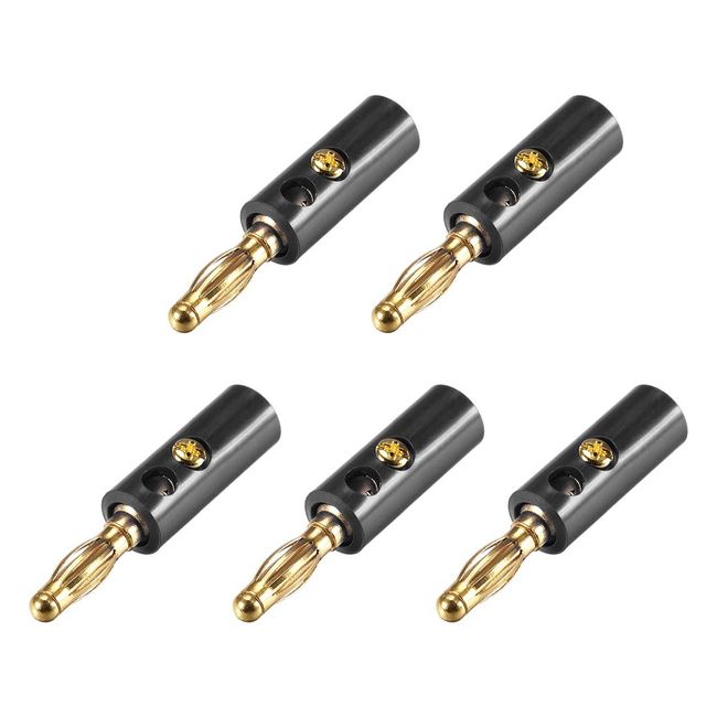 uxcell Banana Plug Speaker Wire Cable 4mm Screw Plug Connector Jack Connector 5pcs Black