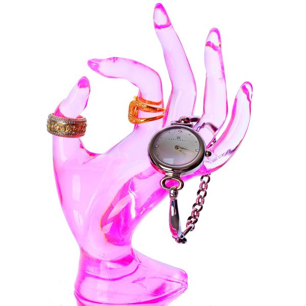 HOMEGOAL Ring Holder, Pink Room Decor, Hand Jewelry Display Holder, Danish Pastel Room Decor, Preppy Decor, Mannequin Hand, Polyresin, 7 Inch (Pink)