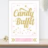 Purple Scrunch Glitzy Glam Candy Buffet Table Sign With Glitter Effect (GL1) (Pink)