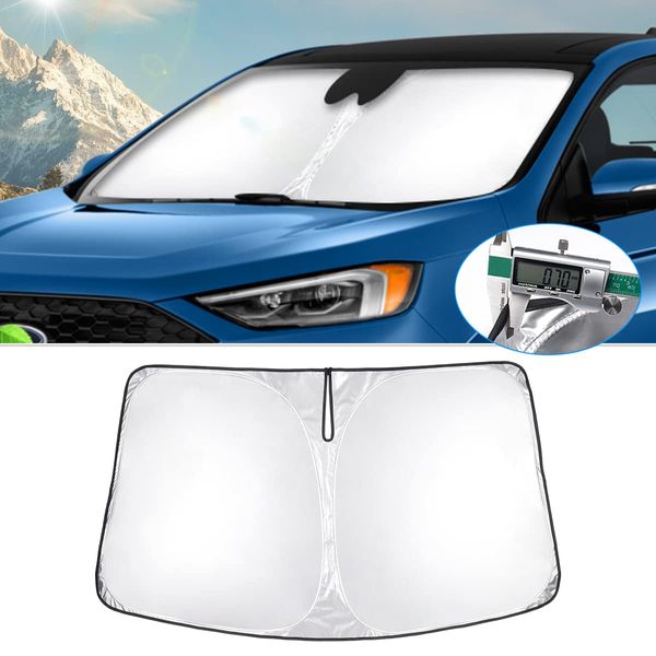 T TGBROS Windshield Sun Shade Custom Fit for 2015-2023 2024 Ford Edge Accessories Foldable Sun Shield Reflective Polyester Sun Visor Cover Block Heat and Sun Protection