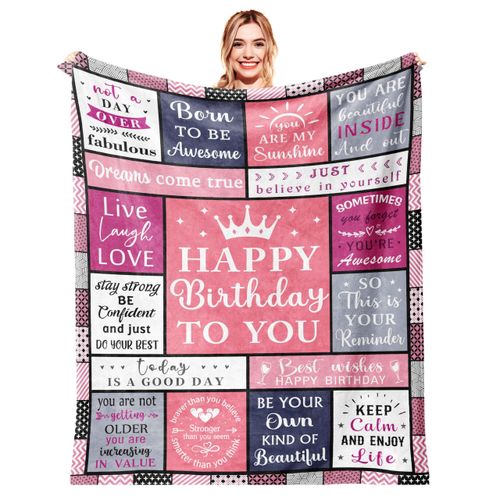 Hibolen Birthday Gifts for Women, Gifts for Women Birthday Unique, Happy Birthday Decorations, Woman Gifts for Birthday Blanket 50"x60", Womens Birthday Gifts for Best Friend/Mom/Her/Wife/Sister Throw