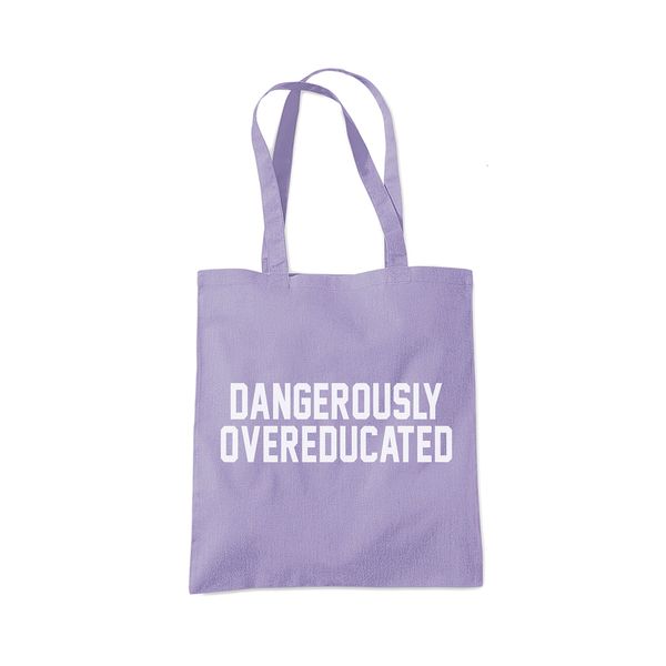 Dangerously Overeducated Tote Bag - lavender purple One Size