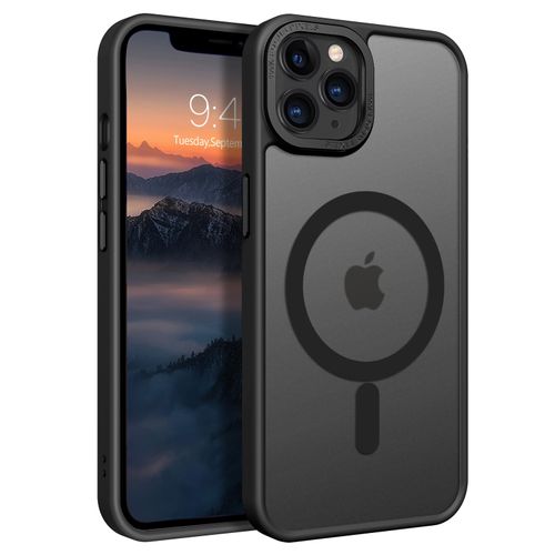 GUAGUA Magnetic Case for iPhone 11 Pro Max Mobile Phone Case [Compatible with MagSafe] Shockproof Matte Protective Case Translucent Back Thin Phone Case Cove for iPhone 11 Pro Max (6.5 Inch) Black