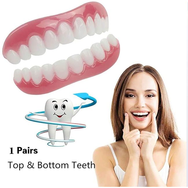 Perfect Instant Smile Teeth Veneer Instant Beauty Denture Upper and Lower Teeth 2 Pack (One Size Fits Most)