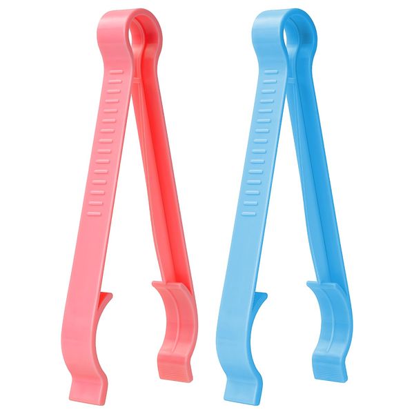 Vicloon Baby Bottle Tongs, 2 Pcs Baby Feeding Bottle Tongs Holder, Baby Bottle Nipple Pacifier Tong, Multi-Functional Anti-scalding Non-Slip Bottle Clips for Infants Newborns (Pink-Blue)