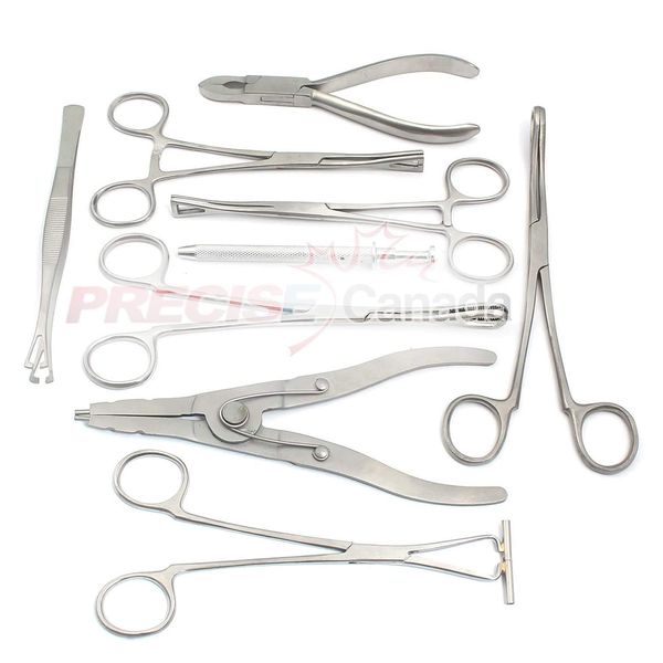 PRECISE CANADA: 9 Body Piercing Instruments KIT Tools PENINGTON Forceps,PC-DS-740