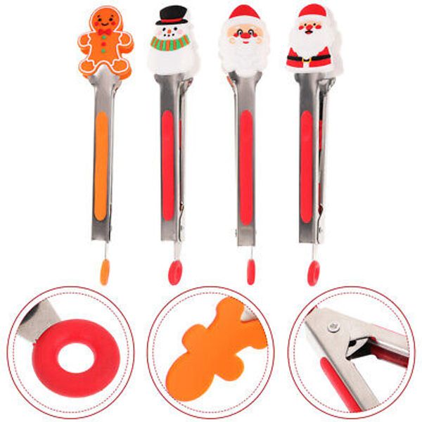 4 Pcs Multifunctional Food Clips Kitchen Tongs Christmas Grilling