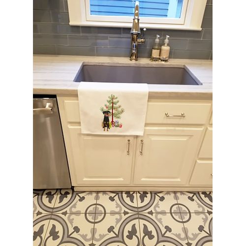 Caroline's Treasures WDK2997WTKT Doberman Pinscher Black and Rust Natural Ears #1 Christmas White Kitchen Towel Set of 2 Dish Towels Decorative Bathroom Hand towel for Hand, Face, Hair, Yoga, Tea, Dis
