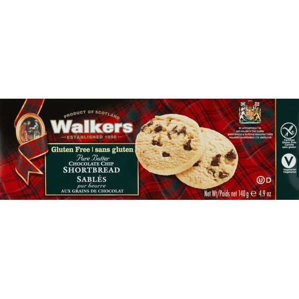 Walker's Shortbread Gluten Free Chocolate Chip Cookies, Pure Butter Shortbread Cookies, 4.9 Oz