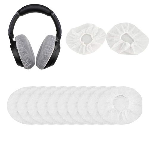 100pcs White Disposable Headphone Covers, Stretchable Non-Woven Ear Pads Covers for Most On Ear Headphones Earpiece with 8.5-10cm Earpads (Size L, 11cm)