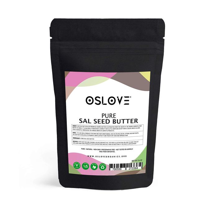 Oslove Organics Sal Butter 1LB 100% Pure and Natural, Luxurious, Velvety smooth on the skin, great for body butters/soaps/deodorants