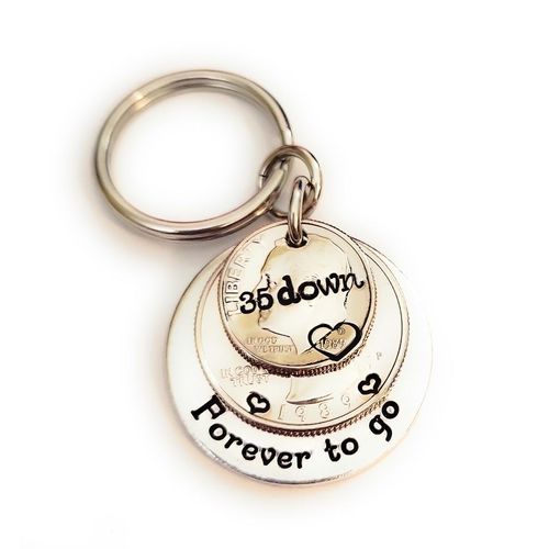 35 Years Down and Forever To Go, 35th Wedding Anniversary Gift, Wedding Year Quarter and Dime, Gift for Husband, Gift for Wife