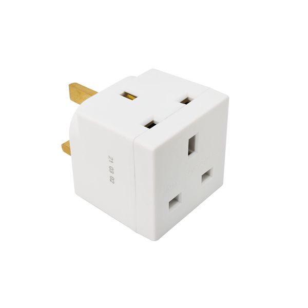 Swiss Edge 2 Way 3 Pin Power Adapter Plug Splitter - Cube Electric 13A Multi Wall Plug Extension Double Socket UK (Pack of 1)