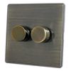 Screwless Antique Brass LED Dimmer Switch (2 Gang) - LAB512