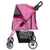 4 Wheels Pink Pet Stroller Foldable Dog Cat Jogging Stroller w/ Storage Basket