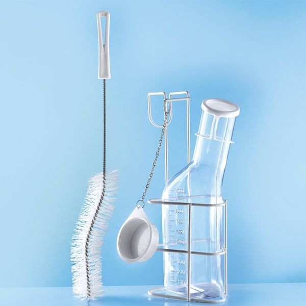 Urine Bottle Set (Clear Urine Bottle, Brush and Holder with Lid)