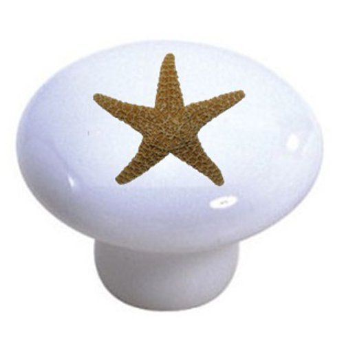 Set of 2 Starfish Ceramic Cabinet Drawer Knobs