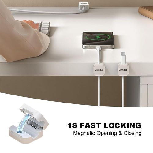 Magnetic Cable Clips Cord Organizer Holder,10-Pack Cable Management Cord Clips,Adhesive Phone Cable Wire Charger Cord Holder For Nightstand Desk Charging Cords Wall Car Desktop Office (10, white)