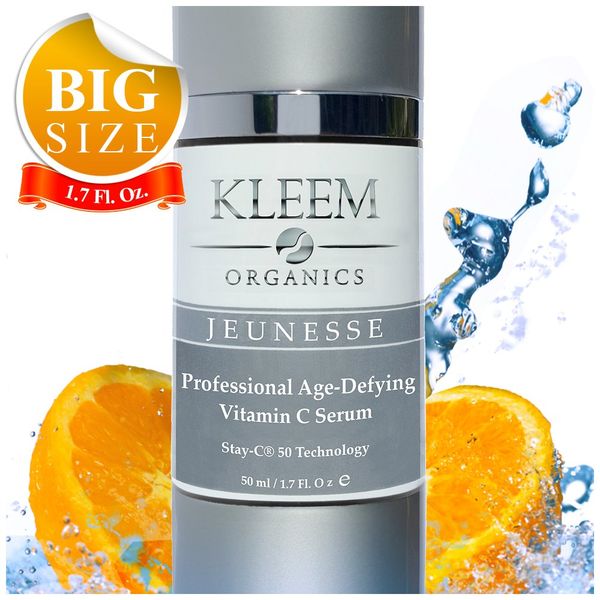 Kleem Organics | BIO Vitamin C Serum Gesicht mit Hyaluronsäure | Serum Gesicht Vitamin C | Serum Vitamin C, Pigmentflecken Entferner, Creme gegen Pigmentflecken, Anti Falten Crème (GROSSE GRÖSSE)