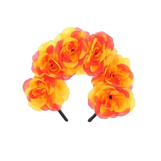 Koolgil Women's Simulated Rose Flowers Headband Pride Festivals Party Headband Halloween Ghost Festival Headbands (Orange)