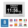 TROCOTN Digital Clock Day Clock Large Display Alarm Clock Wall Clock (White, 7 Inch)